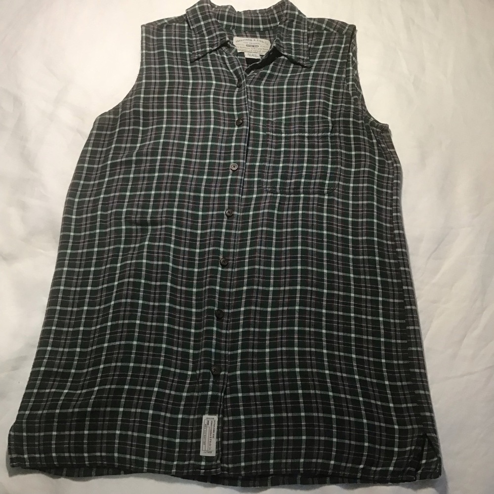 Abercrombie & Fitch Vintage 90’s Plaid Sleeveless Button Up Blouse, Size S
